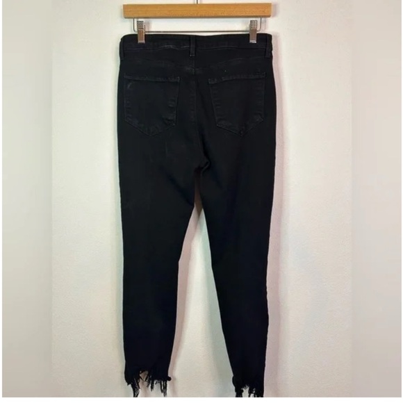 L'Agence High Line Skinny Onyx Destruct Raw Hem Distressed Knee Black 28 - Picture 3 of 9